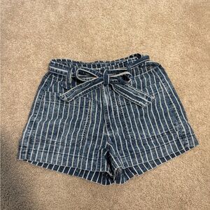 American Eagle Outfitters High Waist Blue Shorts with stripes
